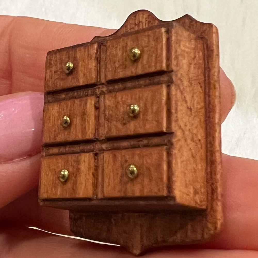 MR Artisan Signed DOLLHOUSE MINIATURE Wood Drawer Wall Cabinet